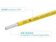 FEP wires UL758 AWM1901 24AWG 600V/200C yellow for heater home appliance light industrial power